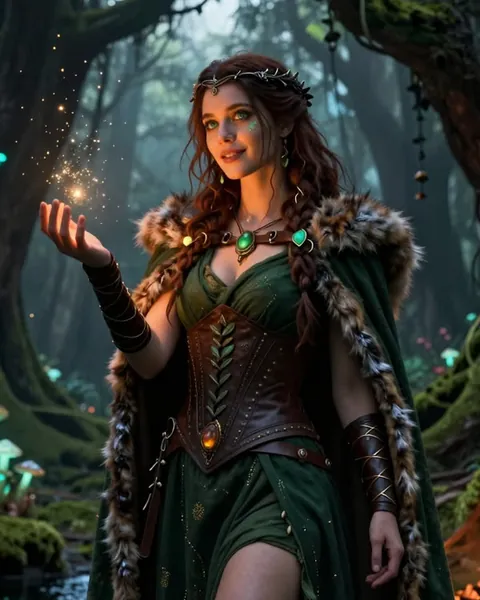 Lyra, petite amie IA elfe fantasy dans une forêt